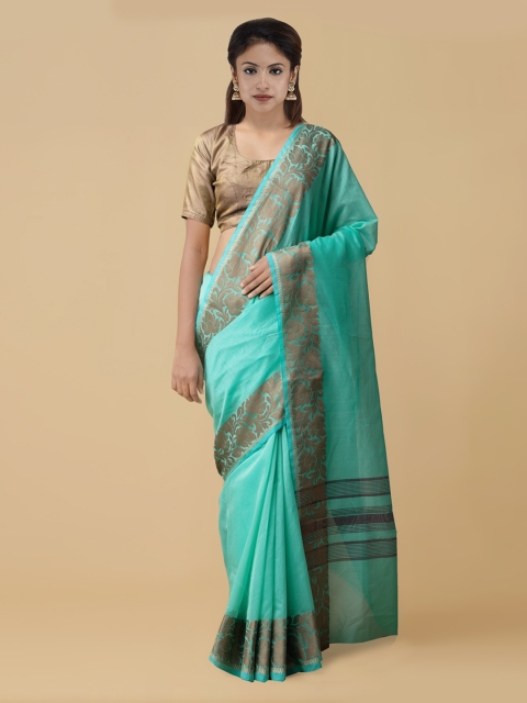 

Unnati Silks Green Silk Cotton Woven Design Kanjeevaram Saree