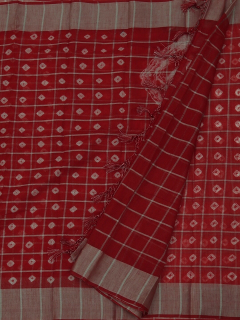 

Pothys Red Printed Linen Blend Saree