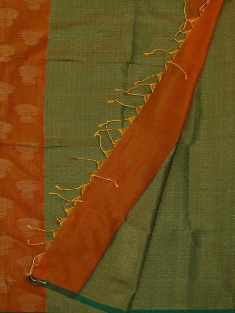 

Pothys Orange & Green Cotton Blend Woven Design Saree