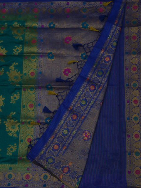 

Pothys Green & Blue Jute Silk Woven Design Saree