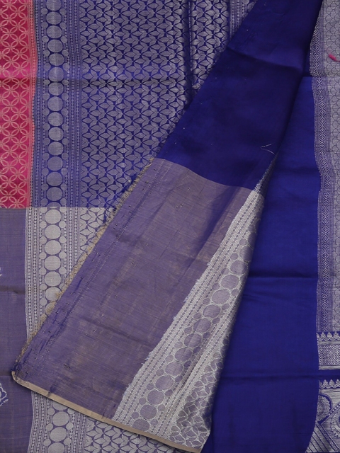 

Pothys Pink & Blue Jute Silk Woven Design Saree
