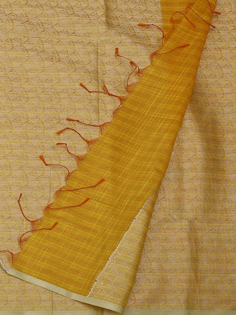 

Pothys Yellow Woven Design Cotton Blend Saree