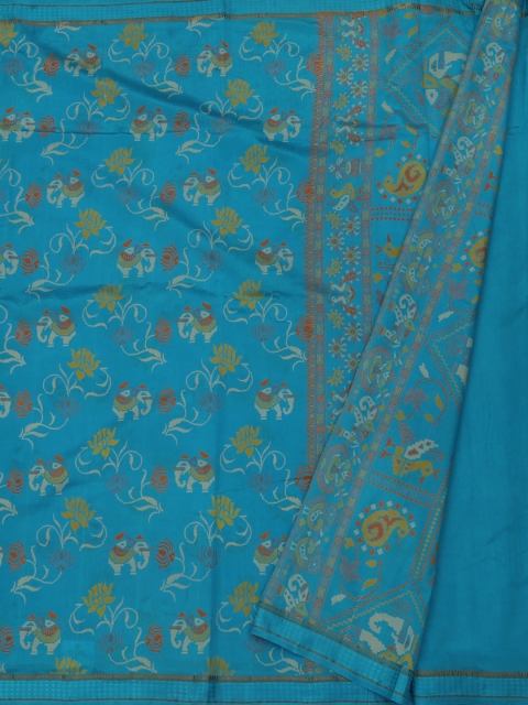 

Pothys Blue Printed Jute Silk Saree