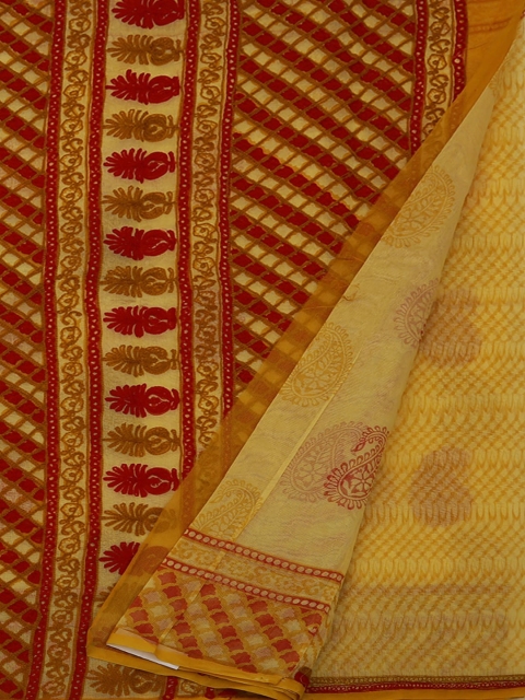 

Pothys Yellow Printed Supernet Saree