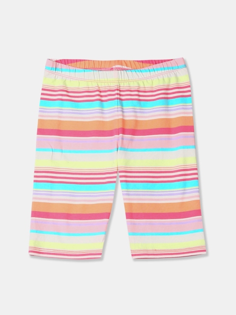 

The Childrens Place Girls Pink Striped Regular Shorts