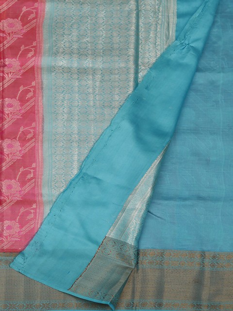 

Pothys Pink & Blue Jute Silk Woven Design Saree