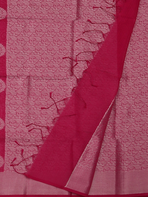 

Pothys Magenta & Silver Supernet Woven Design Saree