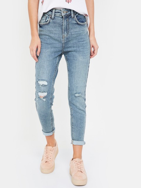 

Ginger by Lifestyle Women Blue Skinny Fit Mid-Rise Mildly Distressed Jeans
