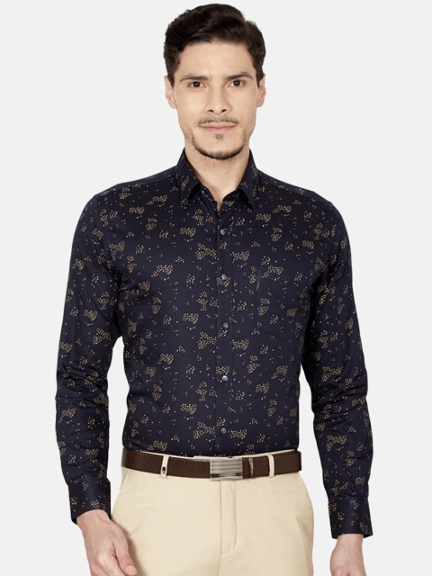

Oxemberg Men Black Slim Fit Printed Formal Shirt