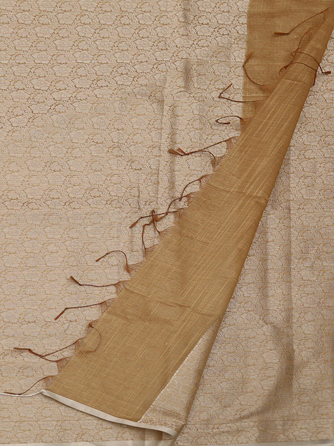 

Pothys Beige & Cream-Coloured Cotton Blend Woven Design Saree