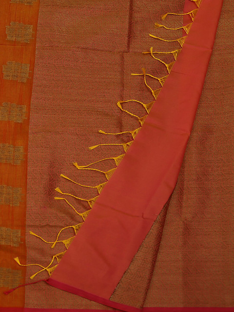

Pothys Orange Woven Design Cotton Blend Saree