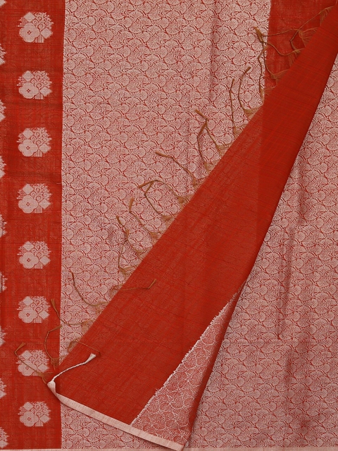 

Pothys Red & Grey Cotton Blend Woven Design Saree