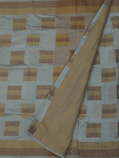 

Pothys Grey & Brown Jute Silk Printed Saree