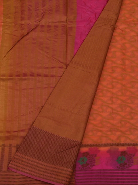 

Pothys Orange Woven Design Jute Silk Saree