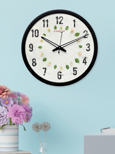 

RANDOM Off-White Round Printed Analogue Wall Clock (30.48 cm x 30.48 cm)