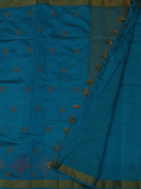 

Pothys Blue Embroidered Jute Silk Saree