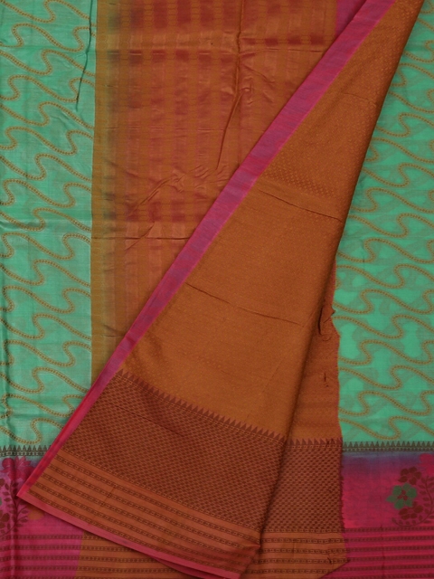 

Pothys Green & Brown Jute Silk Printed Saree