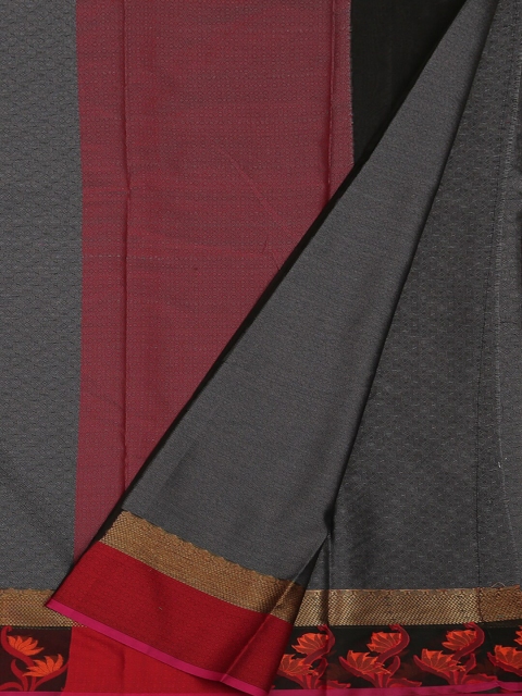 

Pothys Grey & Red Jute Silk Solid Saree