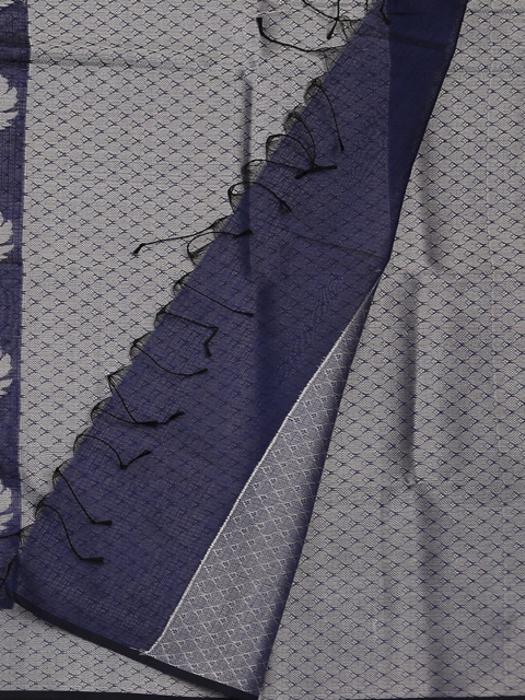 

Pothys Navy Blue & Grey Supernet Woven Design Saree