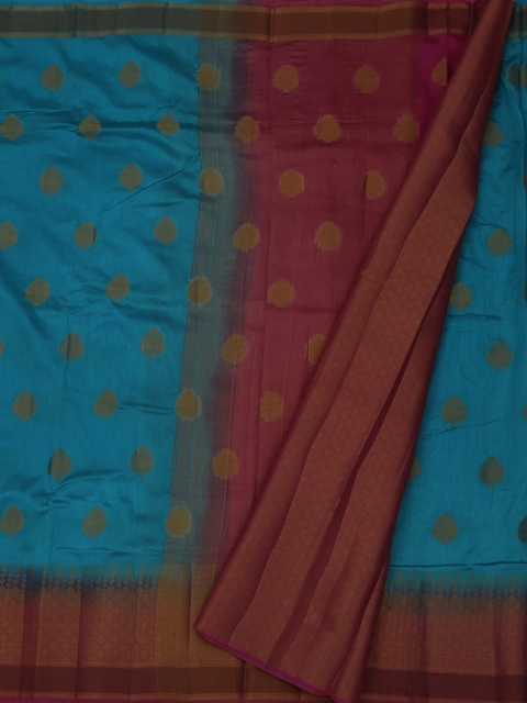

Pothys Blue Woven Design Jute Silk Saree