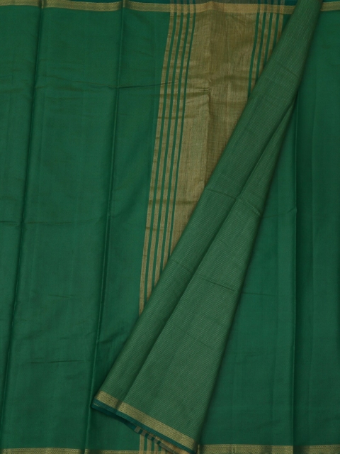 

Pothys Green Solid Jute Silk Saree