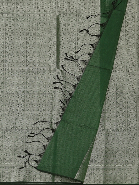 

Pothys Green & Grey Supernet Woven Design Saree