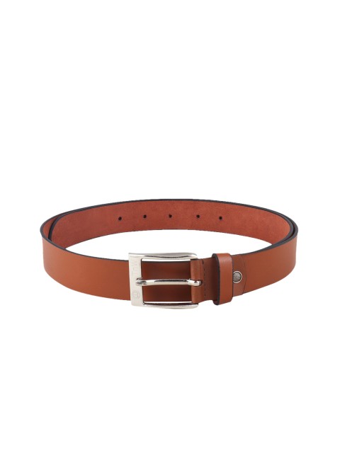 

TnW Men Tan Brown Leather Solid Belt