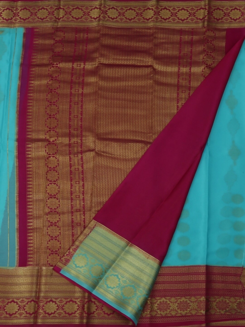 

Pothys Blue & Magenta Pure Crepe Woven Design Saree