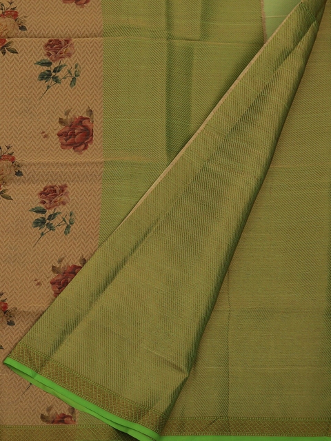 

Pothys Gold-Toned & Green Art Silk Printed Saree