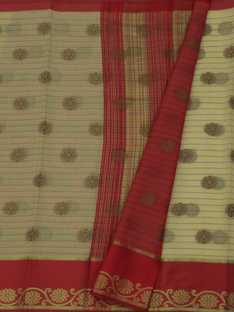 

Pothys Yellow & Red Cotton Blend Woven Design Saree