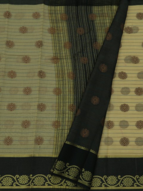 

Pothys Yellow & Black Cotton Blend Woven Design Chanderi Cotton Saree