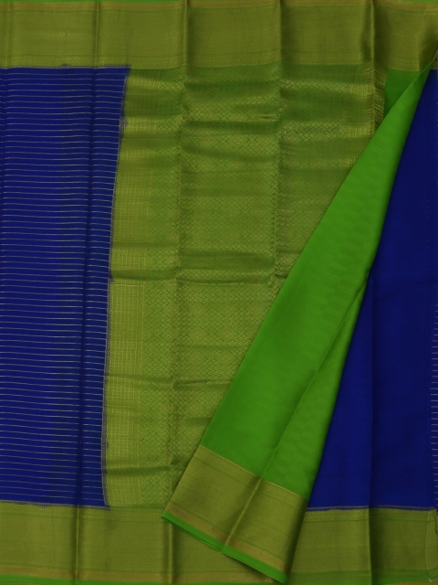 

Pothys Blue & Green Pure Crepe Striped Saree