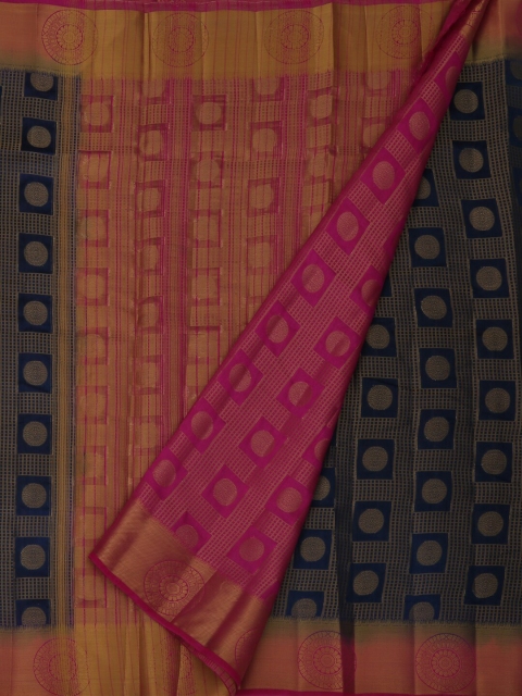 

Pothys Navy Blue & Pink Jute Silk Woven Design Saree