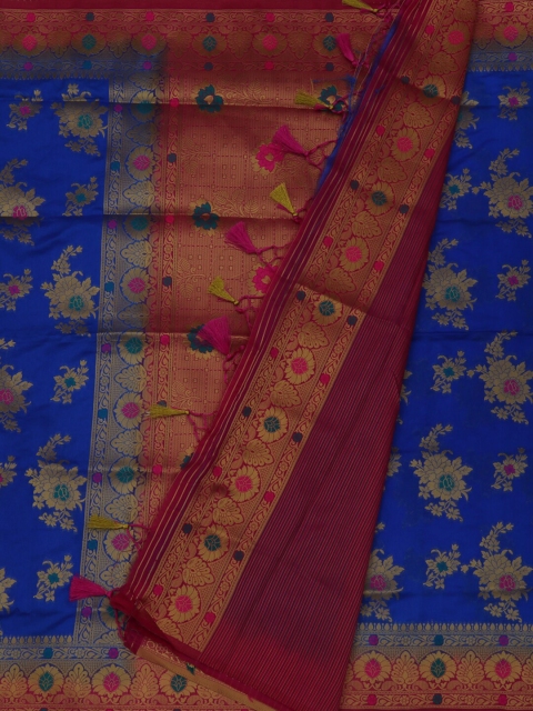 

Pothys Blue & Maroon Jute Silk Woven Design Saree