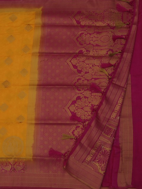 

Pothys Yellow & Pink Jute Silk Woven Design Saree