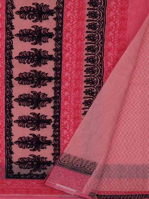 

Pothys Pink Solid Supernet Saree