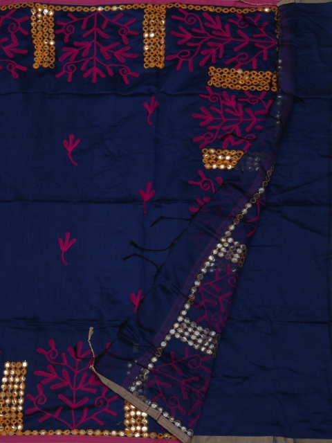 

Pothys Blue & Pink Pure Cotton Embroidered Saree