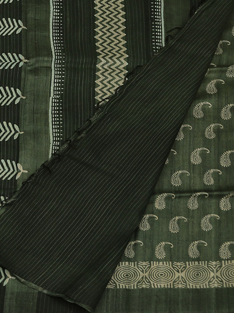 

Pothys Green & Black Jute Silk Printed Saree