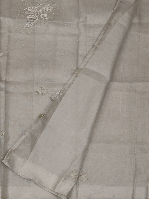 

Pothys Silver-Toned Embroidered Art Silk Saree