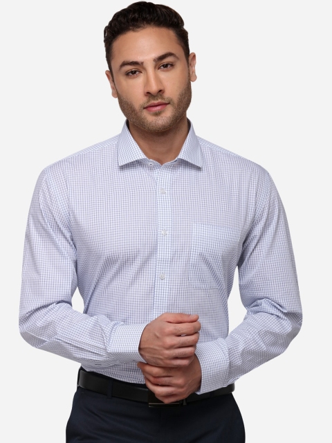 

JADE BLUE Men White & Blue Regular Fit Checked Formal Shirt