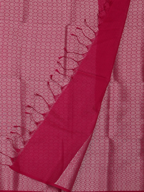 

Pothys Magenta & Silver-Toned Supernet Woven Design Saree