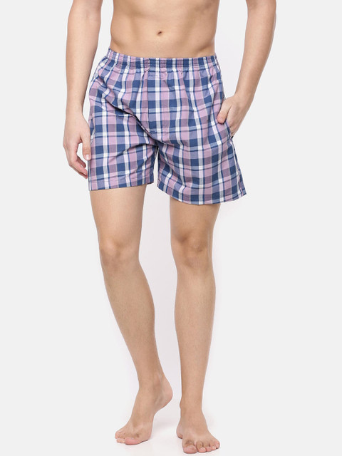

Cross Court Men Blue & Pink Checked Boxers CCBX109