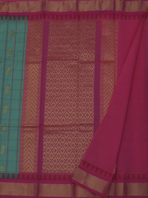 

Pothys Green & Pink Silk Cotton Woven Design Saree