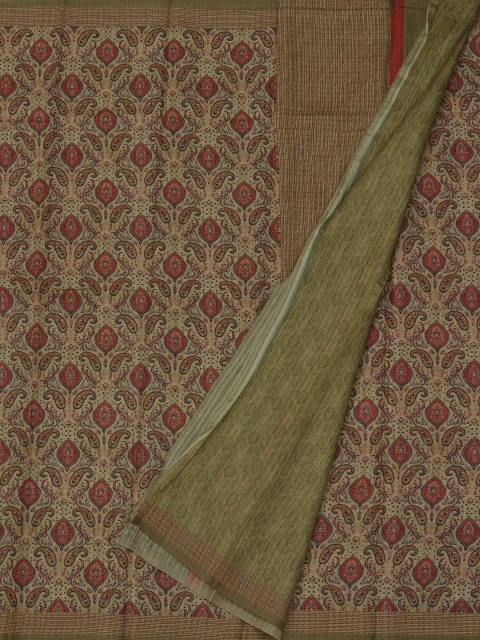 

Pothys Green & Beige Jute Silk Printed Saree