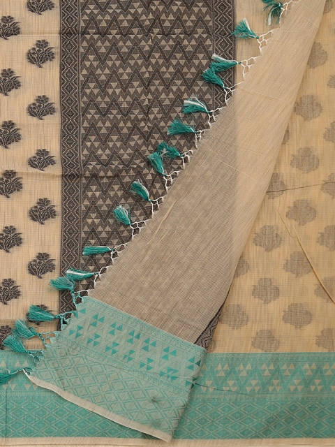 

Pothys Cream & Black Supernet Woven Design Saree