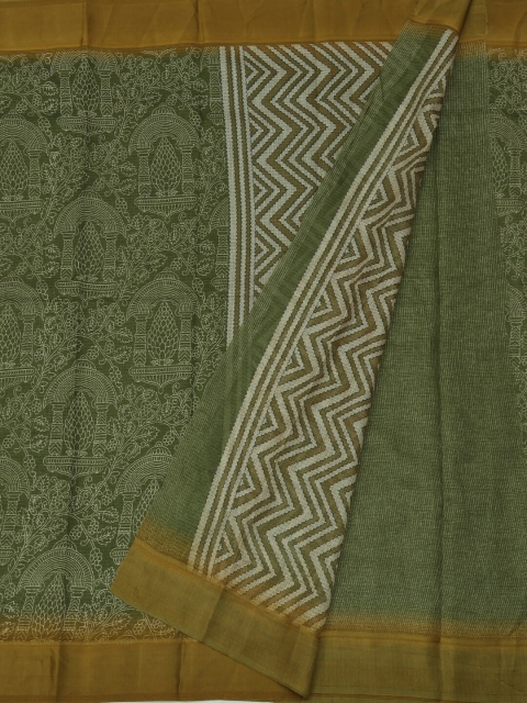 

Pothys Green Woven Design Jute Silk Saree