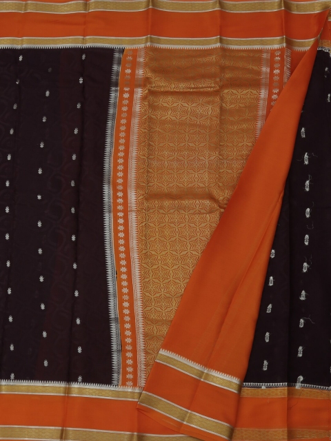 

Pothys Brown Pure Crepe Woven Design Mysore Silk Saree