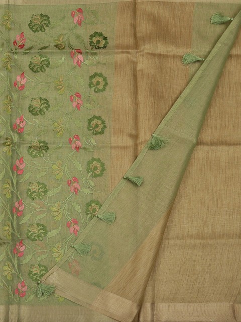 

Pothys Green Embroidered Art Silk Saree