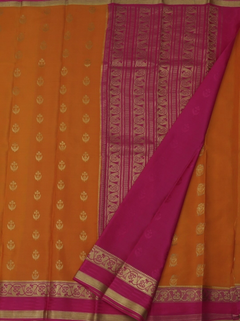 

Pothys Orange & Pink Pure Crepe Woven Design Mysore Silk Saree