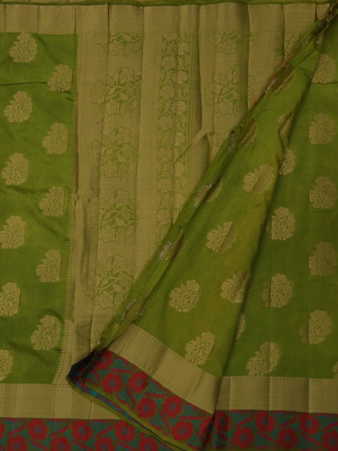 

Pothys Olive Green Woven Design Jute Silk Saree